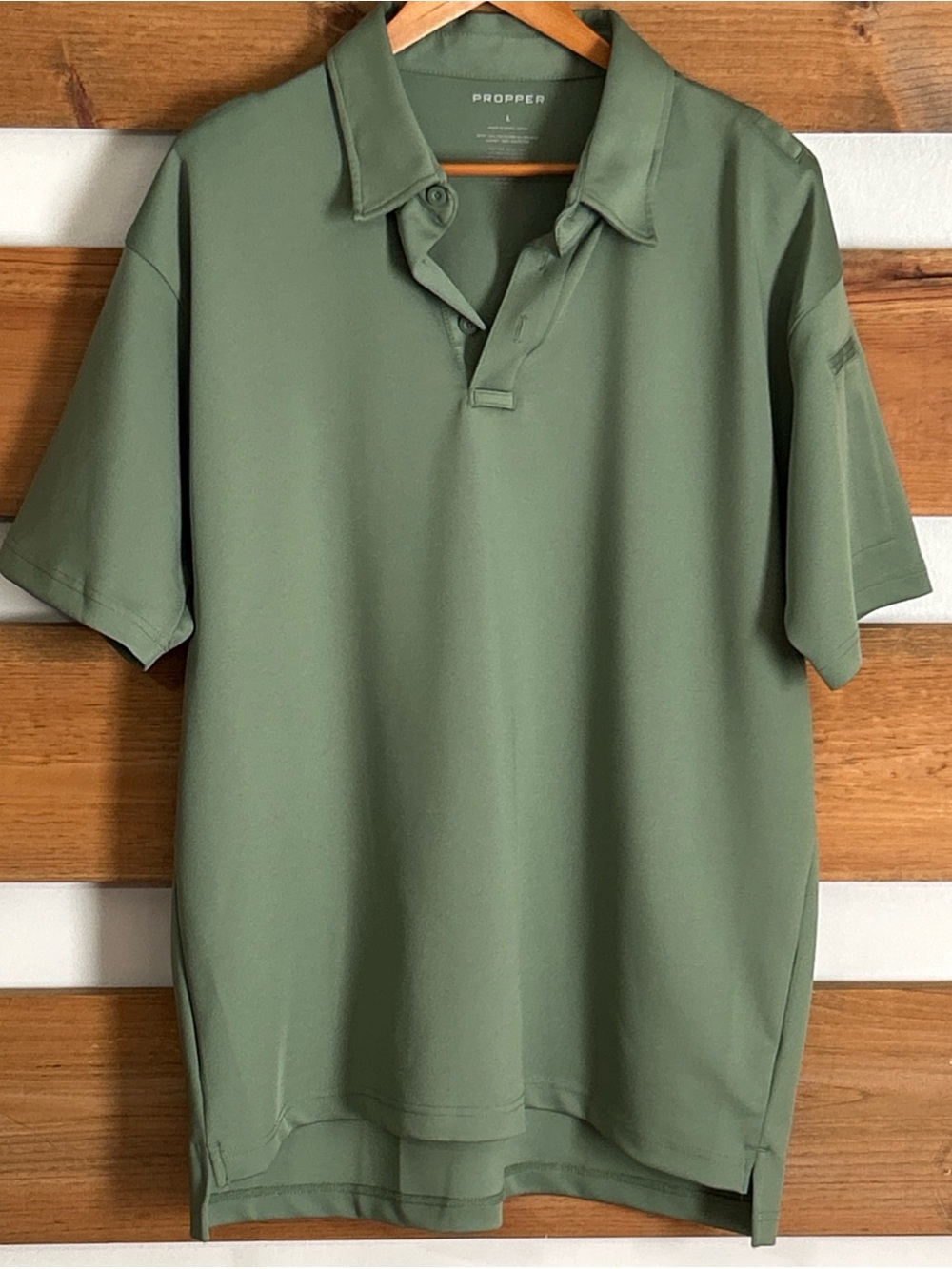 Propper Men's Collard Polo Sage Green Vented Underarms Classic 3-Button Size L